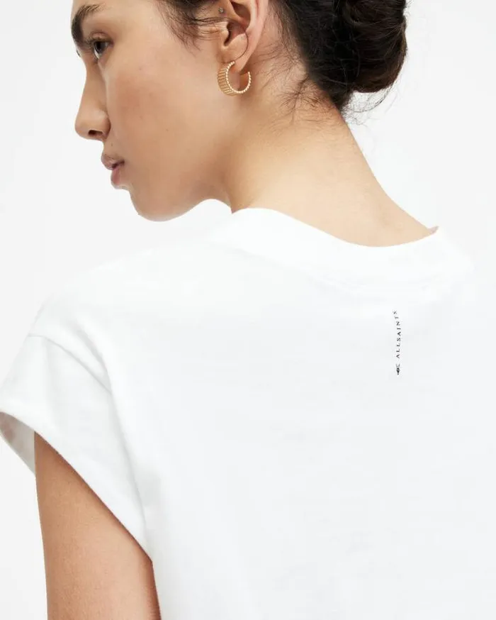 Esme Crew Neck Faced Shoulder TShirt White Women AllSaints TShirts