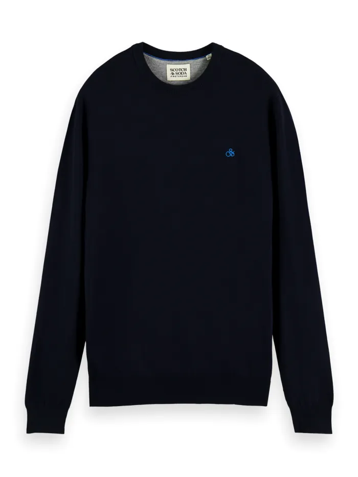 Essential Classic Crewneck Pullover Black Men Scotch and Soda Knitwear