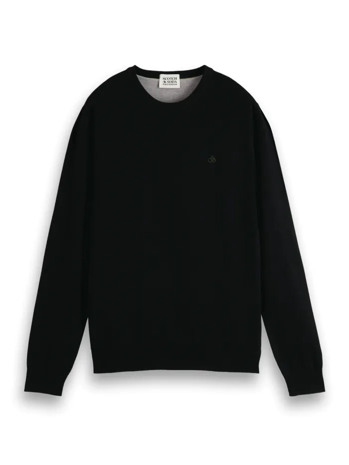 Essential Classic Crewneck Pullover Black Men Scotch and Soda Knitwear