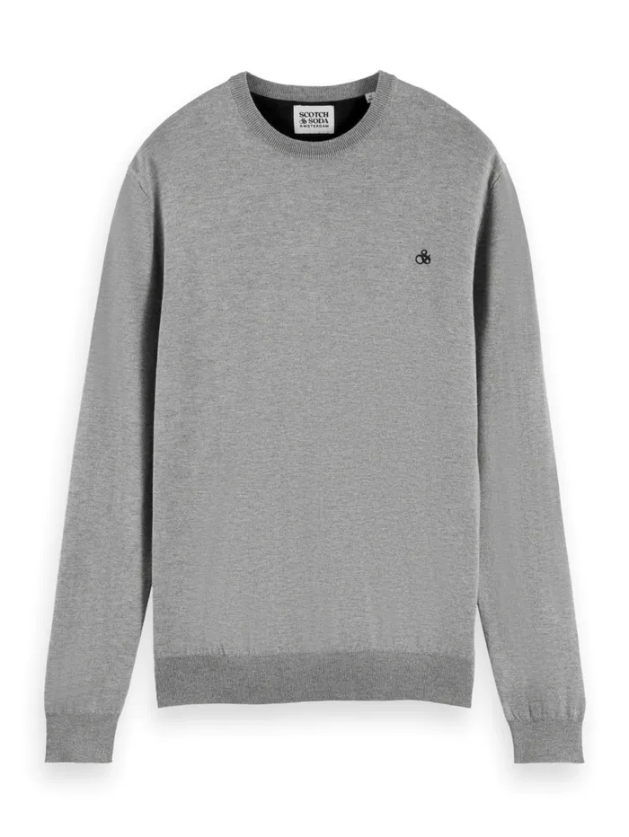 Essential Classic Crewneck Pullover Black Men Scotch and Soda Knitwear