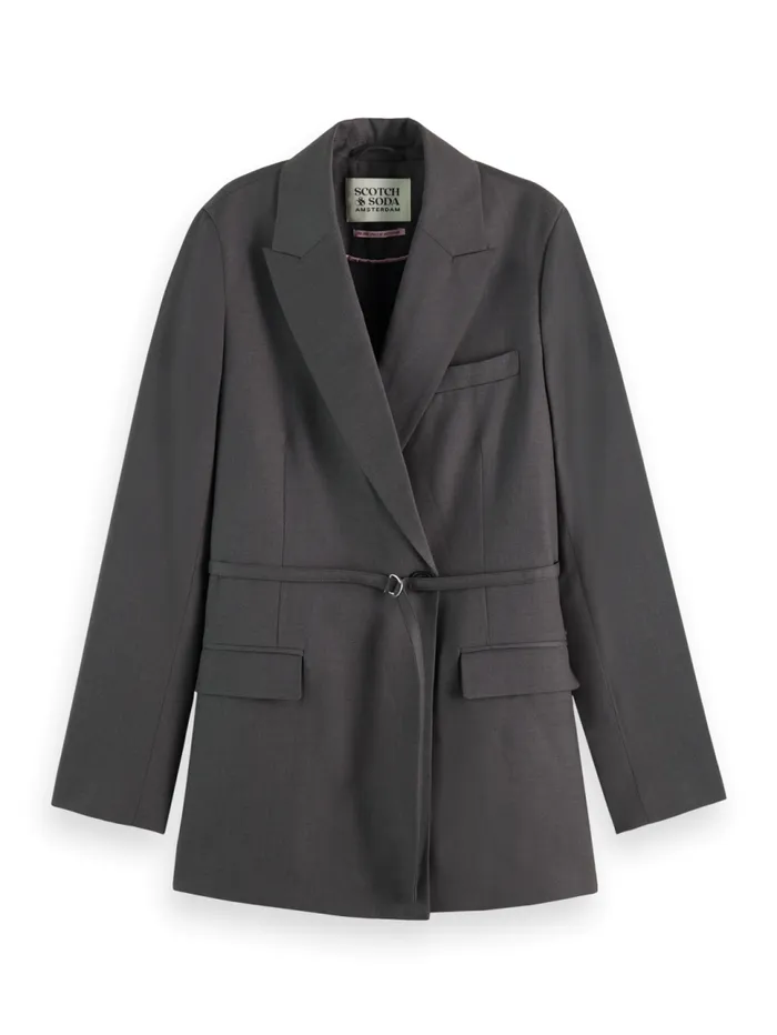 Essential DB TROPICAL WOOL BOYFRIEND BLAZER WITH BELT Charcoal Melange Women Scotch and Soda Essentials Essential DB TROPICAL WOOL BOYFRIEND BLAZER WITH BELT Charcoal Melange Women Scotch and Soda Essentials