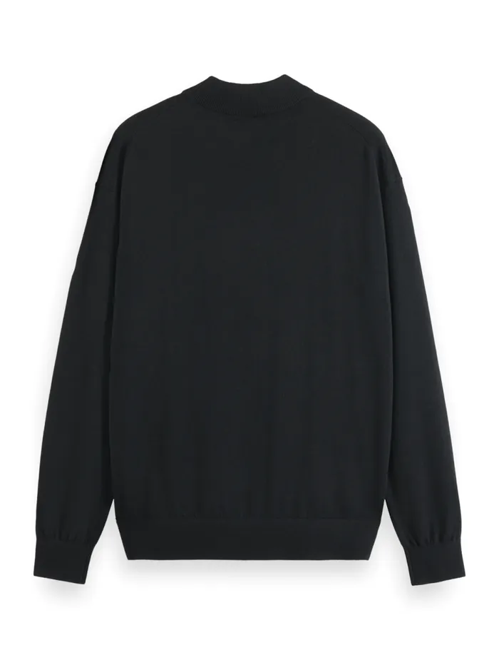 Essential Relaxed Fit Wool Blend Mock Neck Sweater Black Men Scotch and Soda Knitwear Essential Relaxed Fit Wool Blend Mock Neck Sweater Black Men Scotch and Soda Knitwear