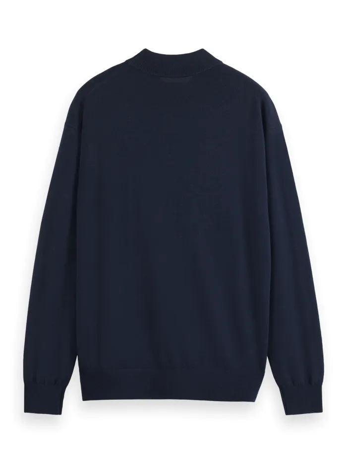 Essential Relaxed Fit Wool Blend Mock Neck Sweater Black Men Scotch and Soda Knitwear Essential Relaxed Fit Wool Blend Mock Neck Sweater Black Men Scotch and Soda Knitwear