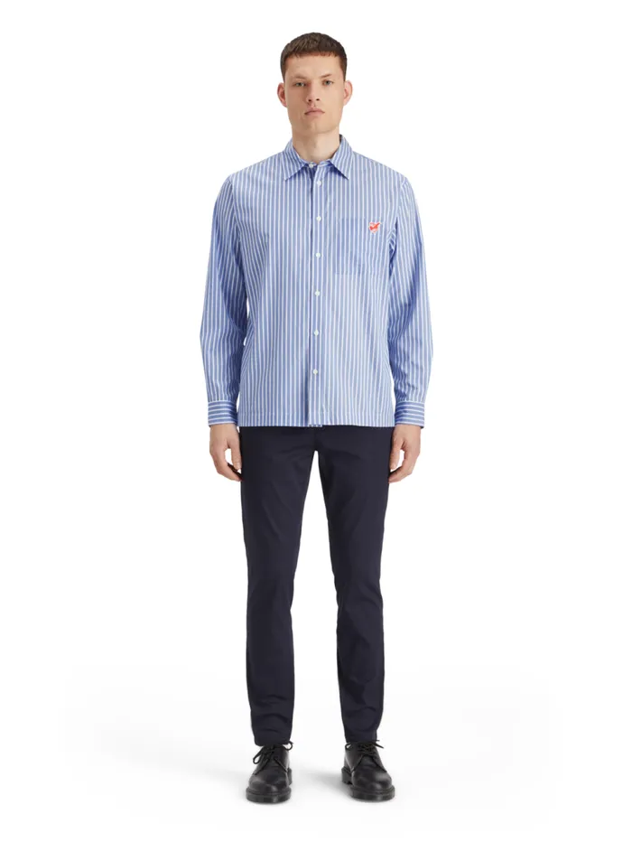 Essential The Free Spirit Peace Bird Poplin Shirt Blue White Stripe Men Scotch and Soda Essentials Essential The Free Spirit Peace Bird Poplin Shirt Blue White Stripe Men Scotch and Soda Essentials