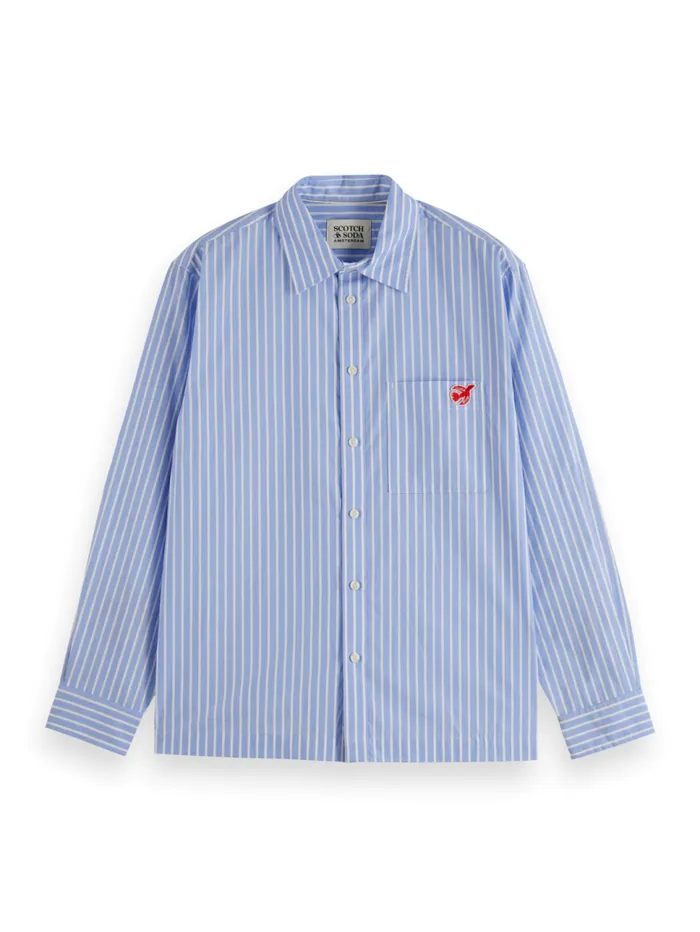 Essential The Free Spirit Peace Bird Poplin Shirt Blue White Stripe Men Scotch and Soda Essentials Essential The Free Spirit Peace Bird Poplin Shirt Blue White Stripe Men Scotch and Soda Essentials