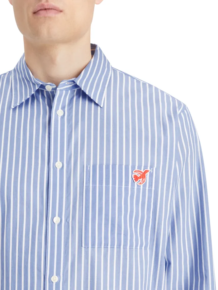 Essential The Free Spirit Peace Bird Poplin Shirt Blue White Stripe Men Scotch and Soda Essentials Essential The Free Spirit Peace Bird Poplin Shirt Blue White Stripe Men Scotch and Soda Essentials