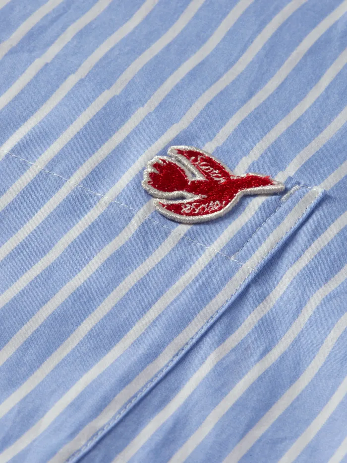 Essential The Free Spirit Peace Bird Poplin Shirt Blue White Stripe Men Scotch and Soda Essentials Essential The Free Spirit Peace Bird Poplin Shirt Blue White Stripe Men Scotch and Soda Essentials