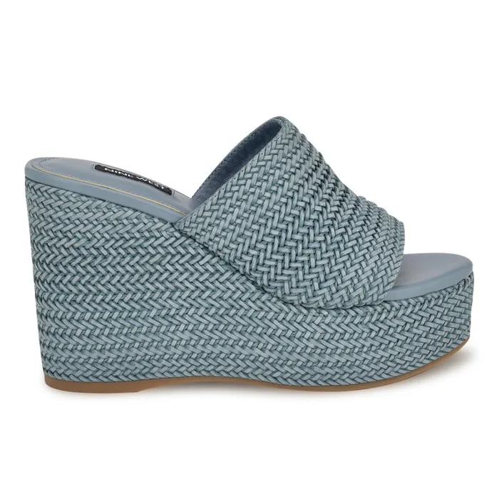 Everie Espadrille Wedge Sandals Blue Women Nine West Wedges
