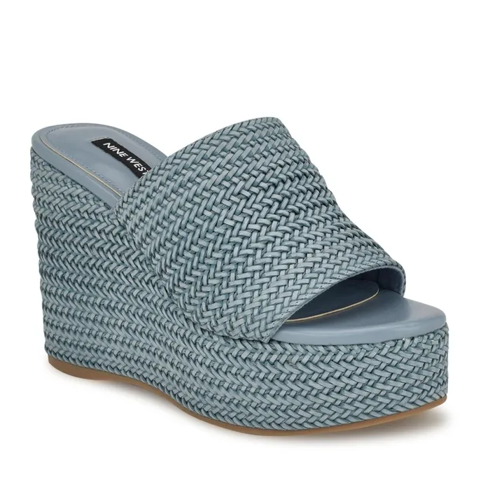 Everie Espadrille Wedge Sandals Blue Women Nine West Wedges Everie Espadrille Wedge Sandals Blue Women Nine West Wedges