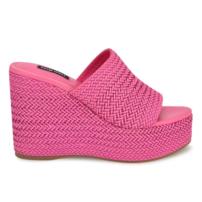Everie Espadrille Wedge Sandals Pink Women Nine West Wedges