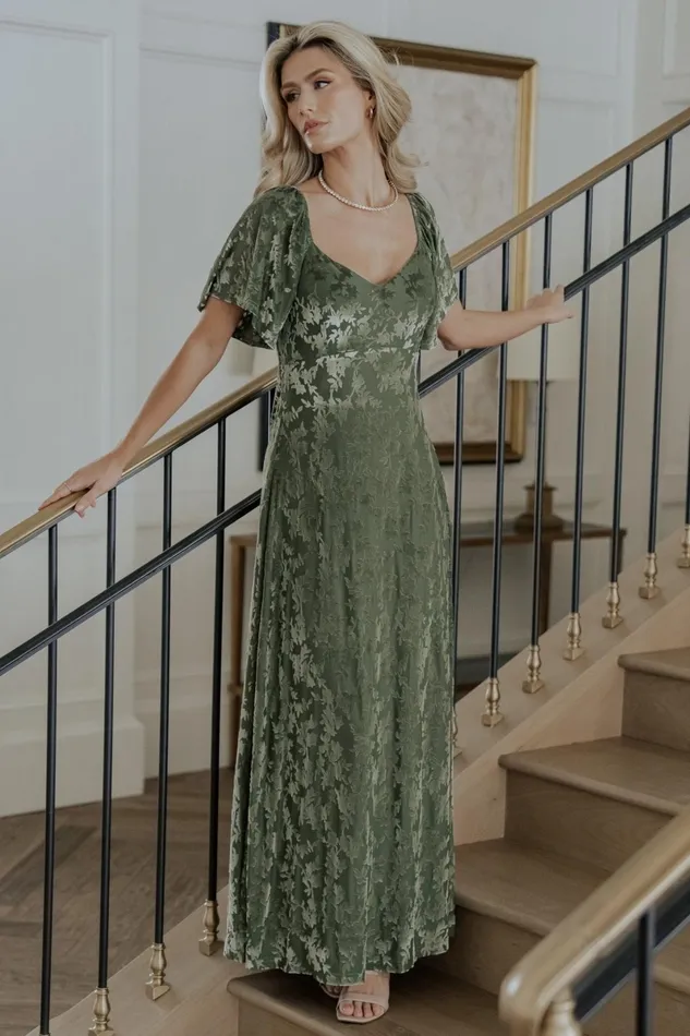 Everley Velvet Maxi Dress Dark Sage Women Baltic Born Mother Of The Bride