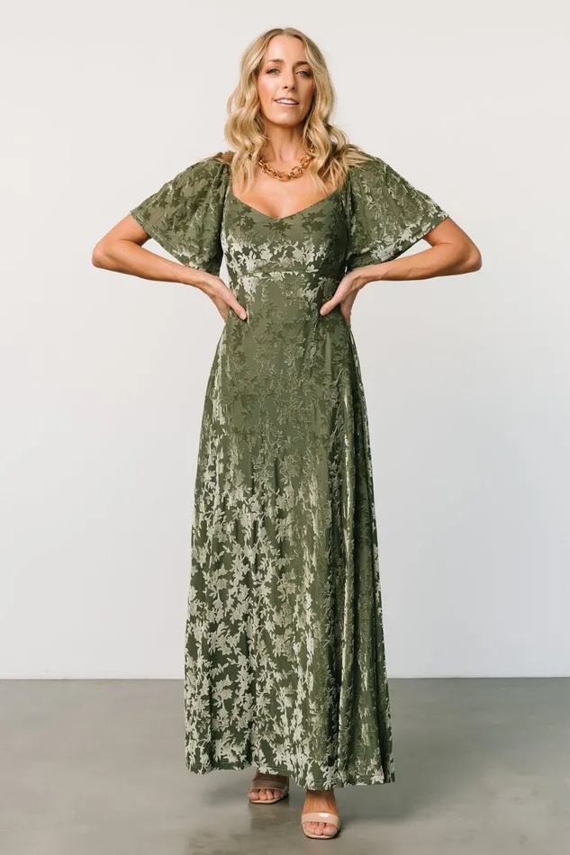 Everley Velvet Maxi Dress Dark Sage Women Baltic Born Mother Of The Bride