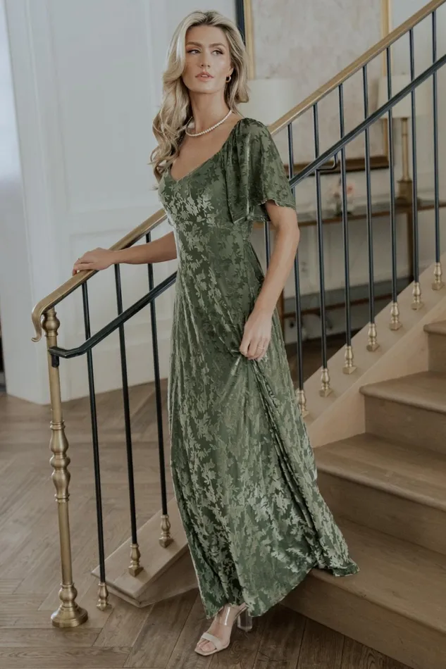 Everley Velvet Maxi Dress Dark Sage Women Baltic Born Mother Of The Bride