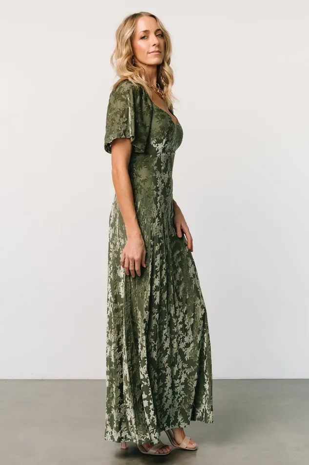 Everley Velvet Maxi Dress Dark Sage Women Baltic Born Mother Of The Bride