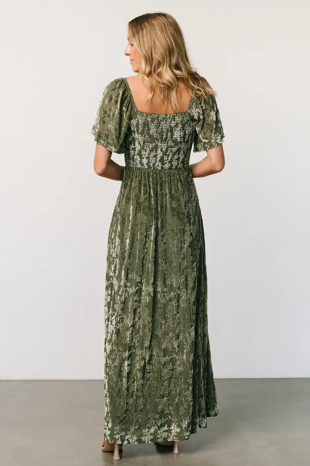 Everley Velvet Maxi Dress Dark Sage Women Baltic Born Mother Of The Bride