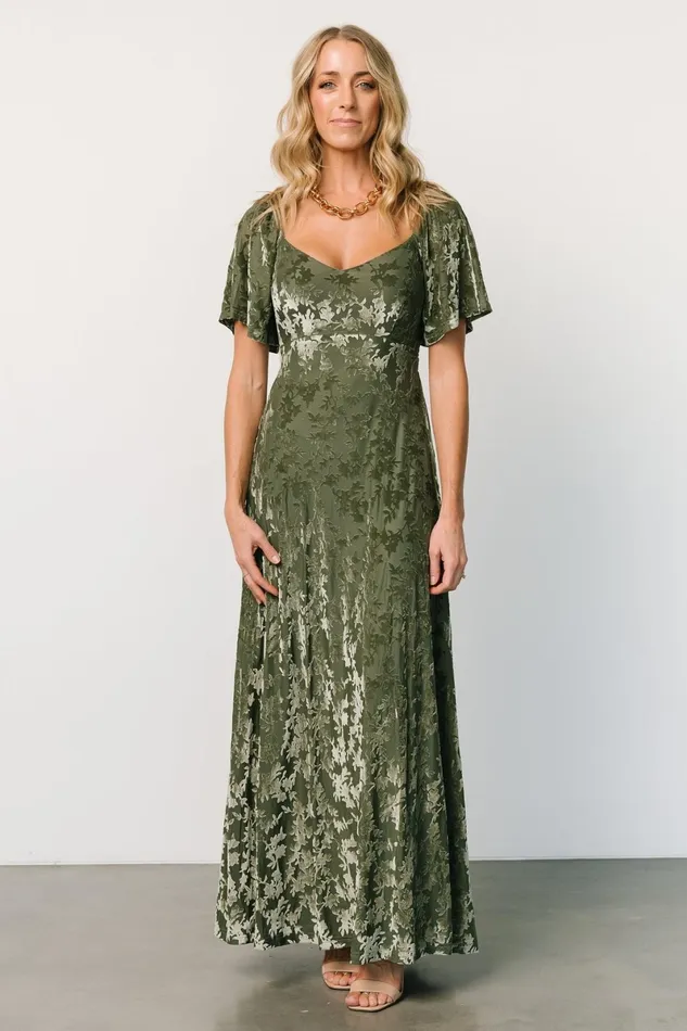 Everley Velvet Maxi Dress Dark Sage Women Baltic Born Mother Of The Bride