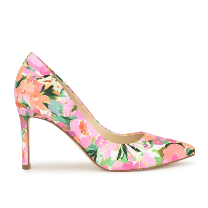 Ezra Pointy Toe Pumps Pink Floral Women Nine West Pumps