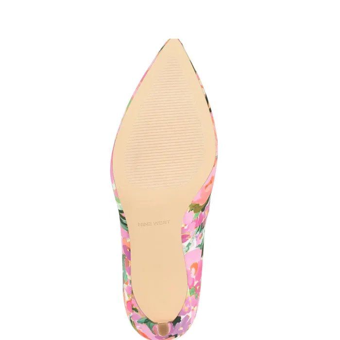 Ezra Pointy Toe Pumps Pink Floral Women Nine West Pumps Ezra Pointy Toe Pumps Pink Floral Women Nine West Pumps