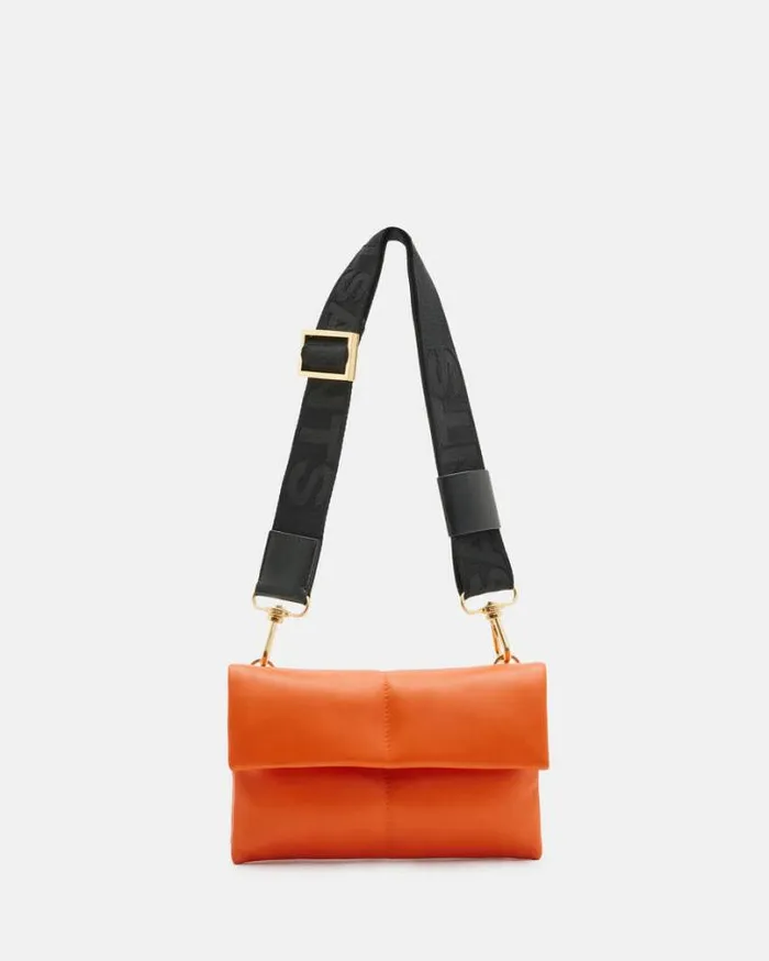 Ezra Quilted Leather Crossbody Bag Pyrole Orange Women AllSaints Accessories