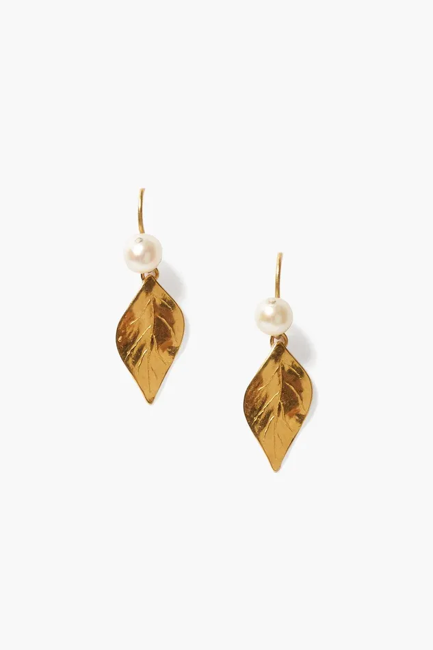 Falling Leaf Drop Earrings White Pearl Women Chan Luu Earrings