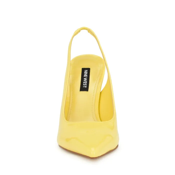 Feather Pointy Toe Slingback Pumps Yellow Patent Women Nine West High Feather Pointy Toe Slingback Pumps Yellow Patent Women Nine West High
