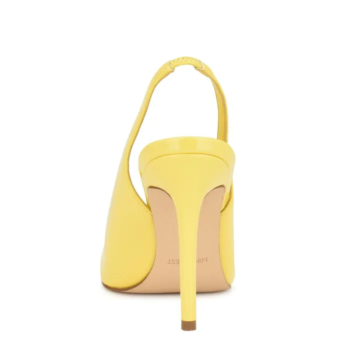 Feather Pointy Toe Slingback Pumps Yellow Patent Women Nine West High Feather Pointy Toe Slingback Pumps Yellow Patent Women Nine West High