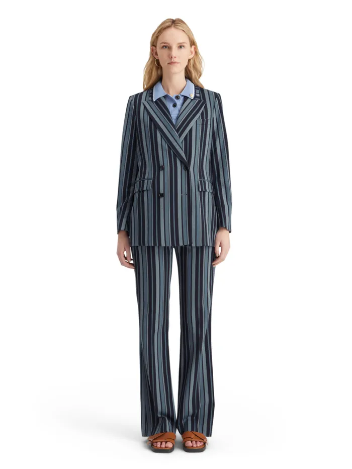 Fitted Double Breasted Striped Blazer Blue School Stripe Women Scotch and Soda Blazers