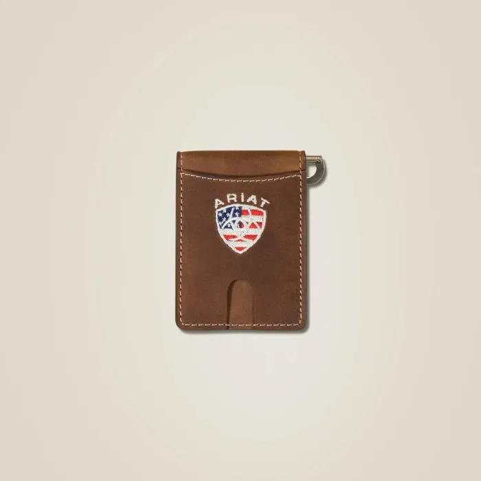 Flag Shield Clip Wallet Brown Men Ariat Bags and Wallets