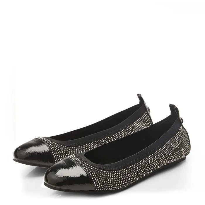 Flat And Ballerina Shoes Women Moda In Pelle Fliccy Black Textile