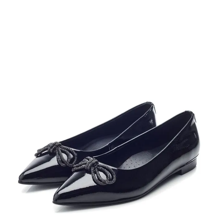 Flat And Ballerina Shoes Women Moda In Pelle Hermionee Black Patent Leather