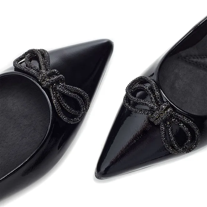 Flat And Ballerina Shoes Women Moda In Pelle Hermionee Black Patent Leather