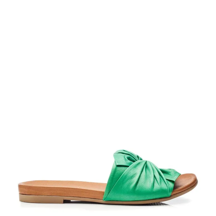 Flat Sandals Women Moda In Pelle Bsoleful BBourne Green Leather
