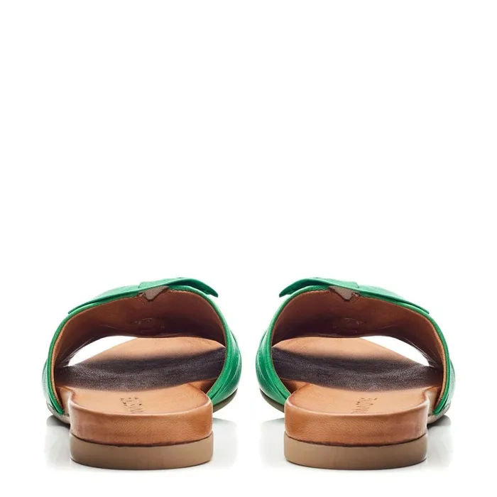 Flat Sandals Women Moda In Pelle Bsoleful BBourne Green Leather