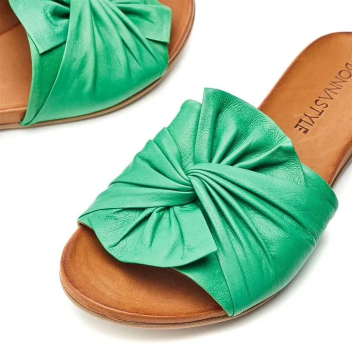 Flat Sandals Women Moda In Pelle Bsoleful BBourne Green Leather