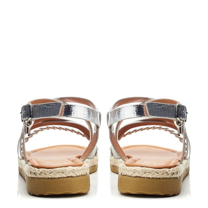 Flat Sandals Women Moda In Pelle Nanccey Silver Metallic Flat Sandals Women Moda In Pelle Nanccey Silver Metallic