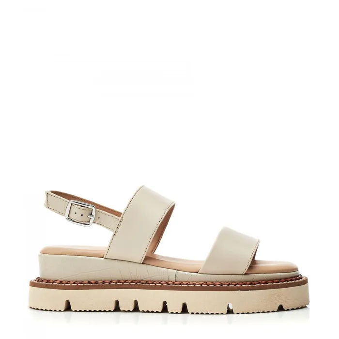Flat Sandals Women Moda In Pelle Nilania Off White Leather