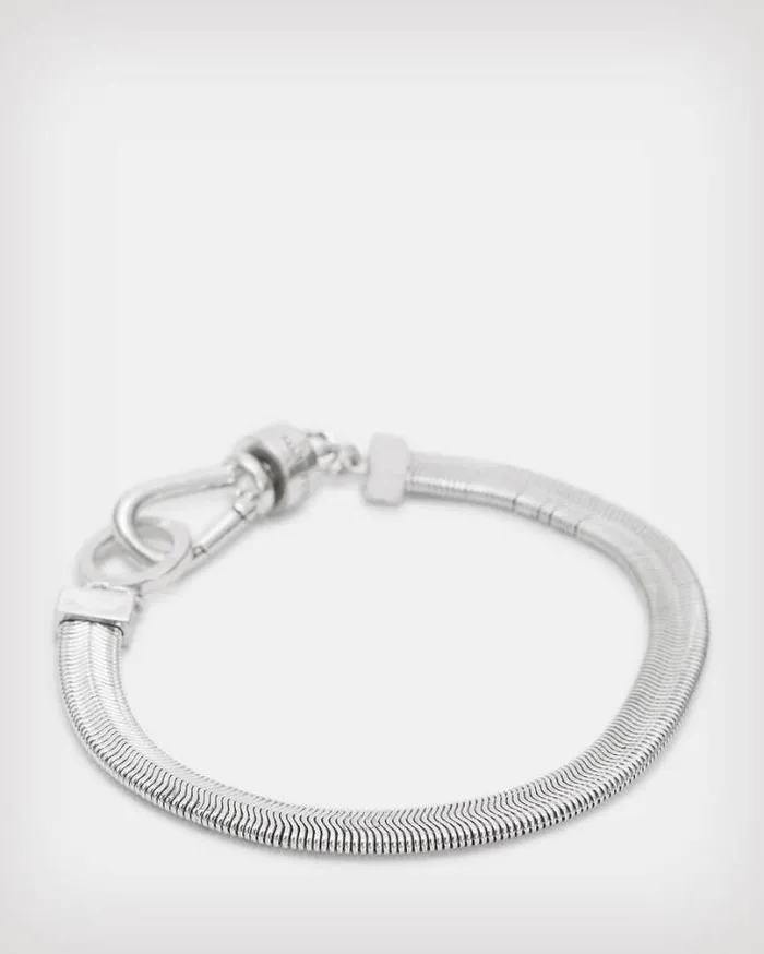 Flat Snake Silver Tone Bracelet Warm Silver Women AllSaints Jewelry