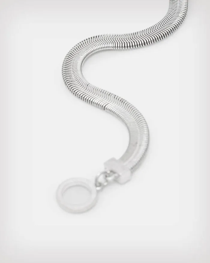 Flat Snake Silver Tone Bracelet Warm Silver Women AllSaints Jewelry