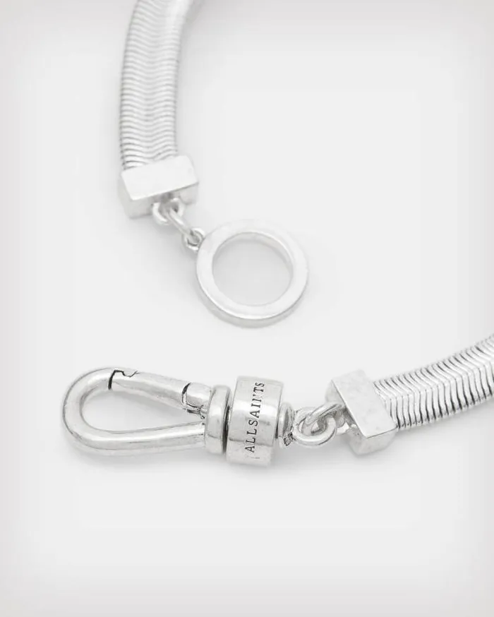 Flat Snake Silver Tone Bracelet Warm Silver Women AllSaints Jewelry