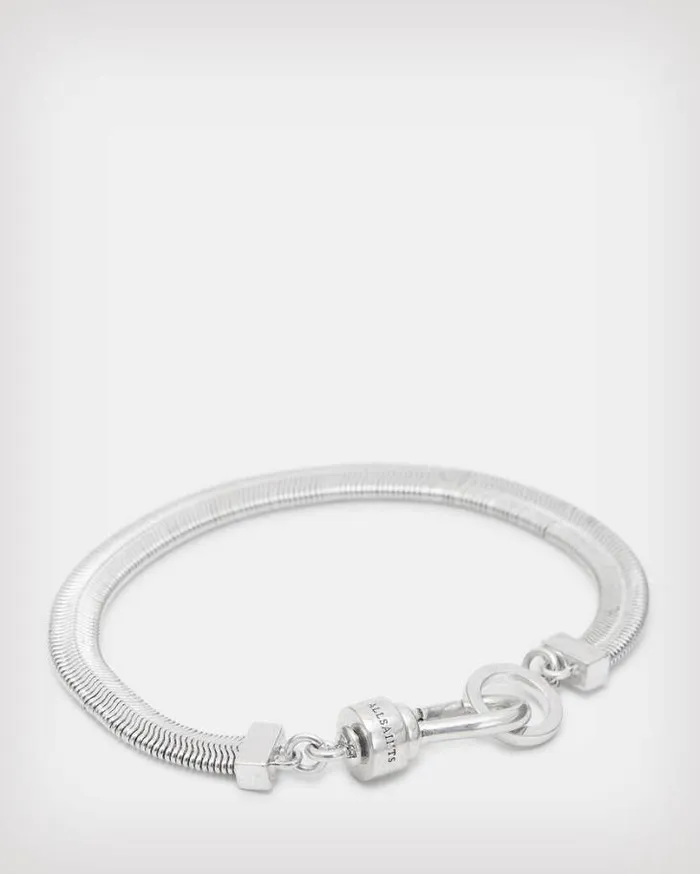 Flat Snake Silver Tone Bracelet Warm Silver Women AllSaints Jewelry