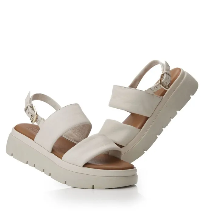 Flatform Sandals Women Moda In Pelle Netty Off White Leather