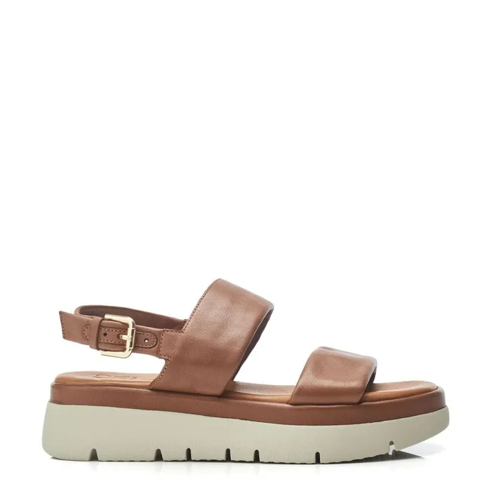 Flatform Sandals Women Moda In Pelle Netty Tan Leather