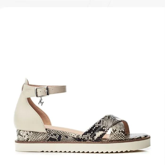 Flatform Sandals Women Moda In Pelle Orya Off White Snake Print