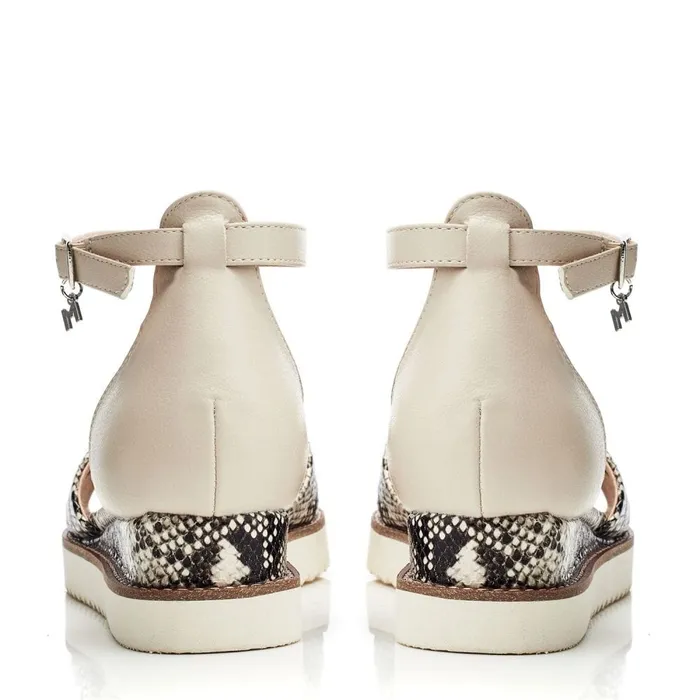Flatform Sandals Women Moda In Pelle Orya Off White Snake Print