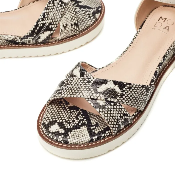 Flatform Sandals Women Moda In Pelle Orya Off White Snake Print