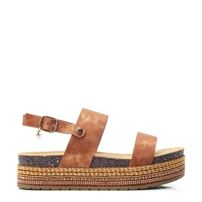 Flatform Sandals Women Moda In Pelle Roselinda Tan Alcantara
