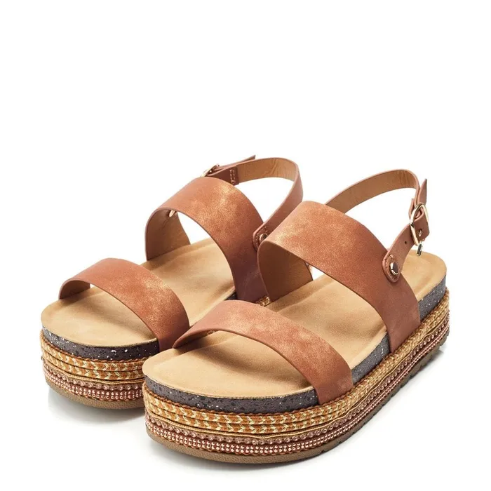 Flatform Sandals Women Moda In Pelle Roselinda Tan Alcantara