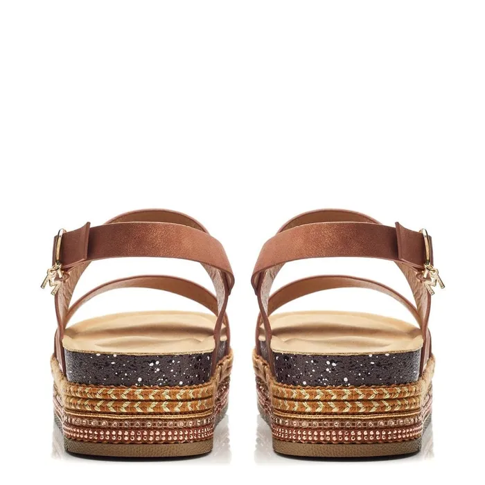 Flatform Sandals Women Moda In Pelle Roselinda Tan Alcantara