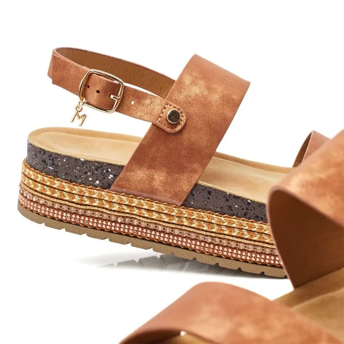 Flatform Sandals Women Moda In Pelle Roselinda Tan Alcantara