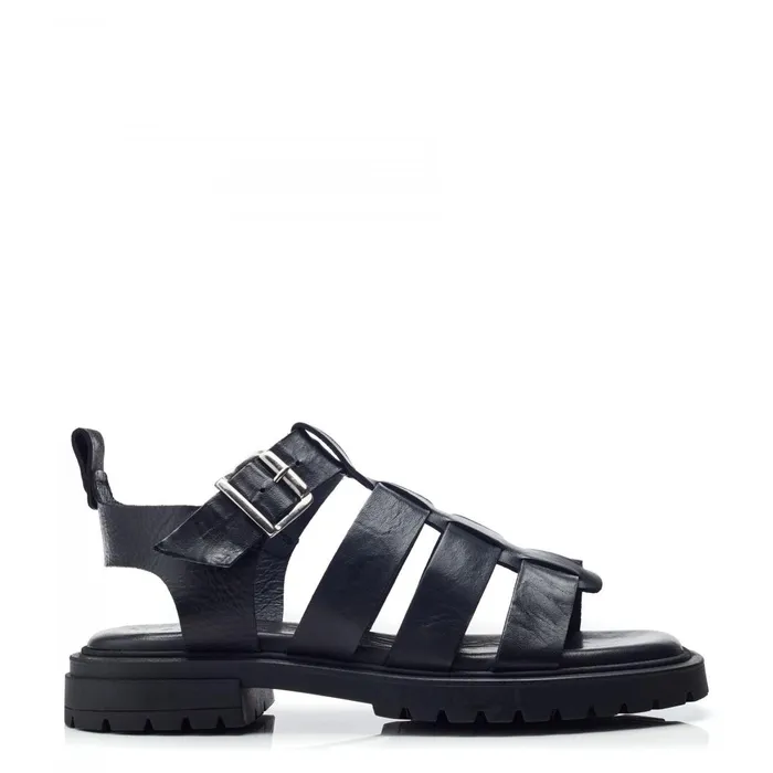 Flatform Sandals Women Moda In Pelle Shoon Sh Inshore Black Leather